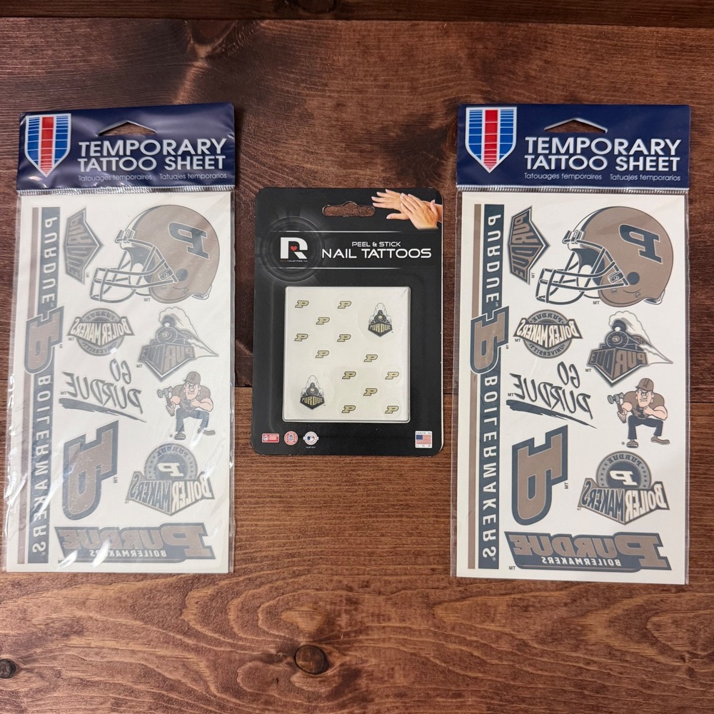 Purdue Boilermakers Temporary Tattoos and Nail Art Set WinCraft Rico NCAA D